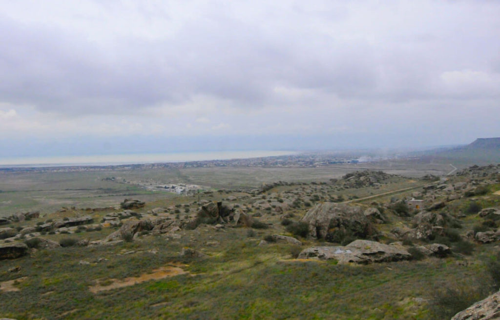 Views of the Caspian Sea from the Qobustan Petroglyphs Reserve