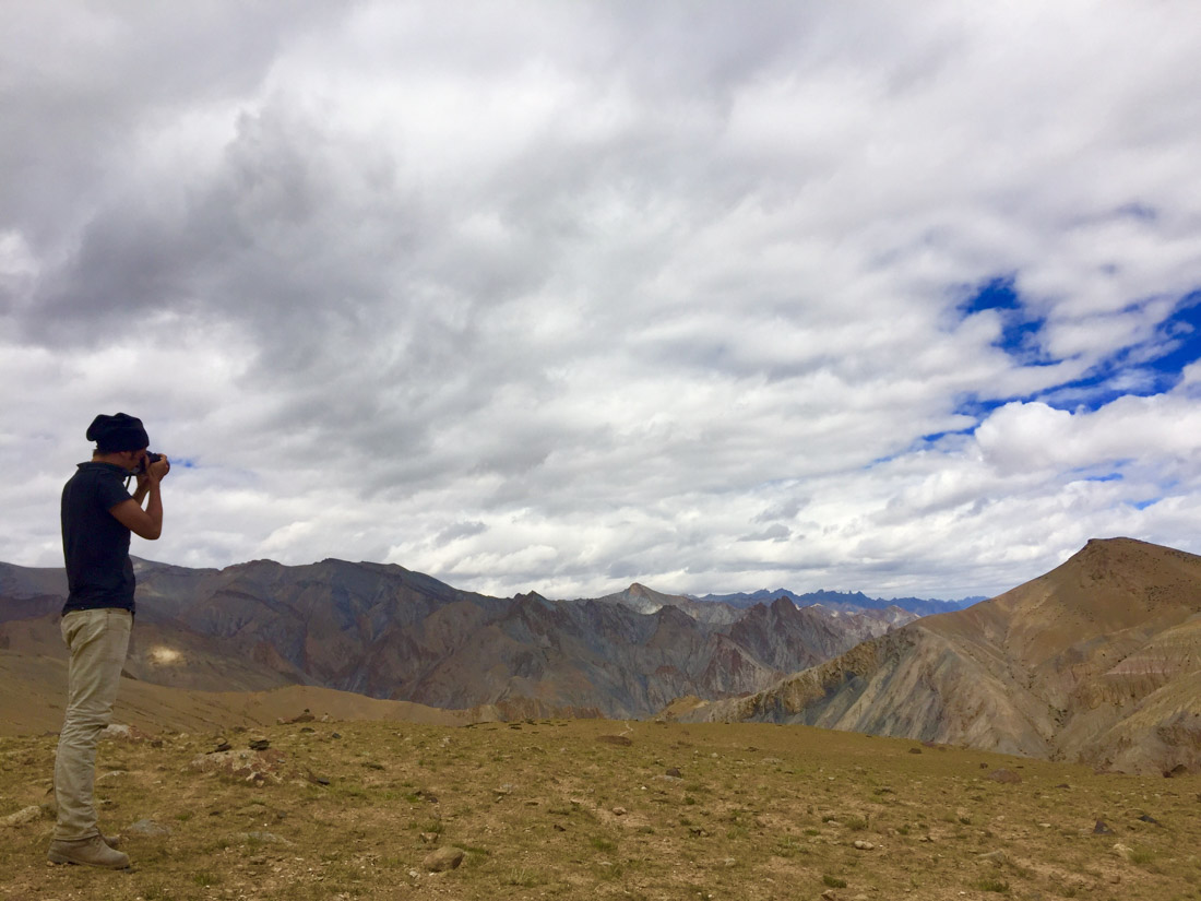 Taking a picture over Markha valley at 4,800m