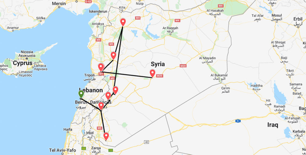 syria tourist map 